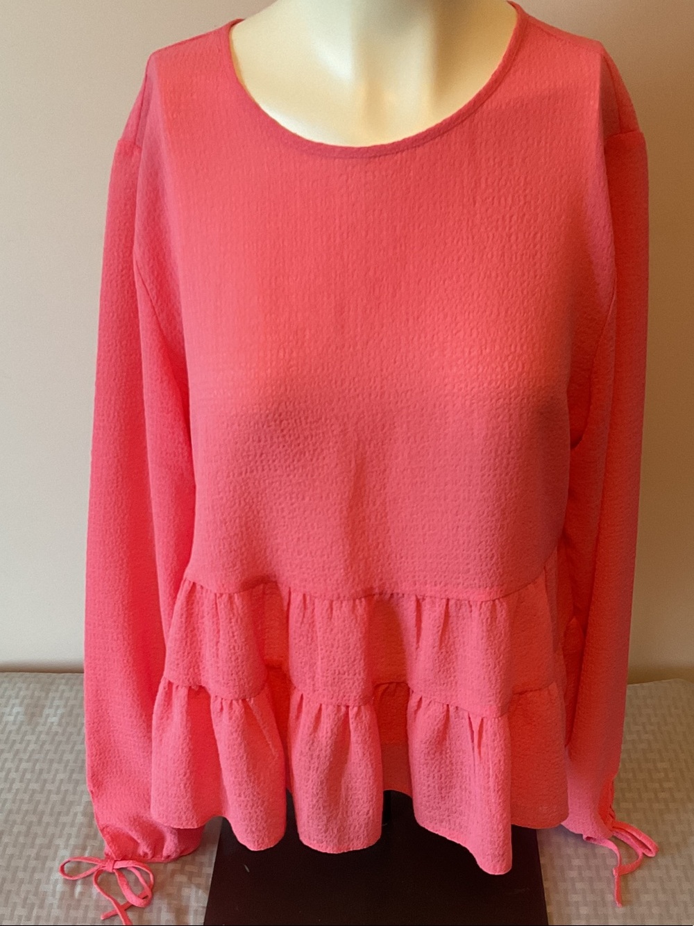 Design Coral Pink Tiered Blouse - Picture 2 of 8